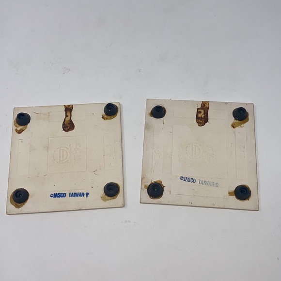 2 Vintage CHRISTMAS SNOWMAN‎ CHILDREN 4" Tile Trivet by JASCO Taiwan - Picture 4 of 5